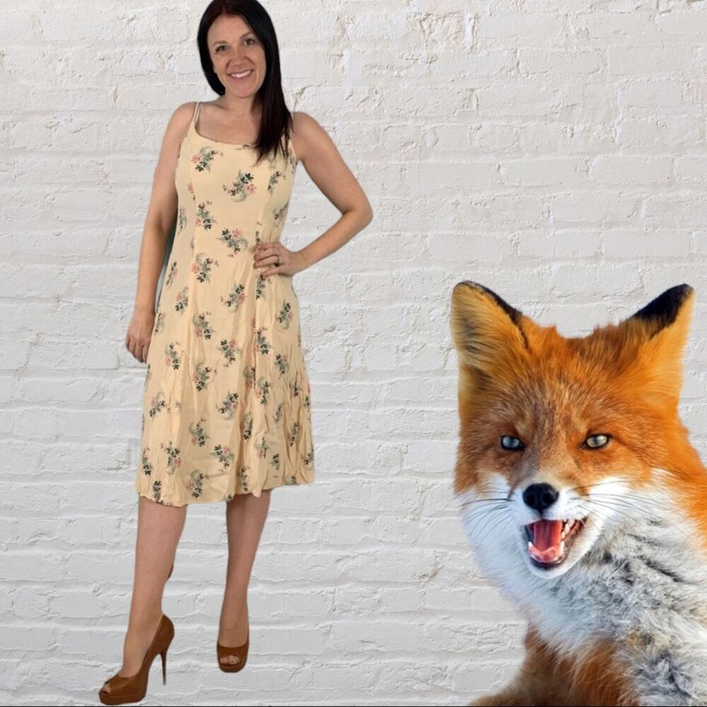 Vintage 90s Madison Wells lace up back floral midi dress, 5